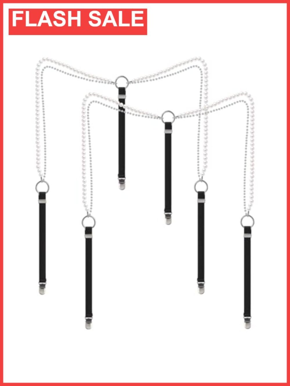 Women's Suspenders with Faux Pearls and Rhinestones, Adjustable, 2-Piece Set,